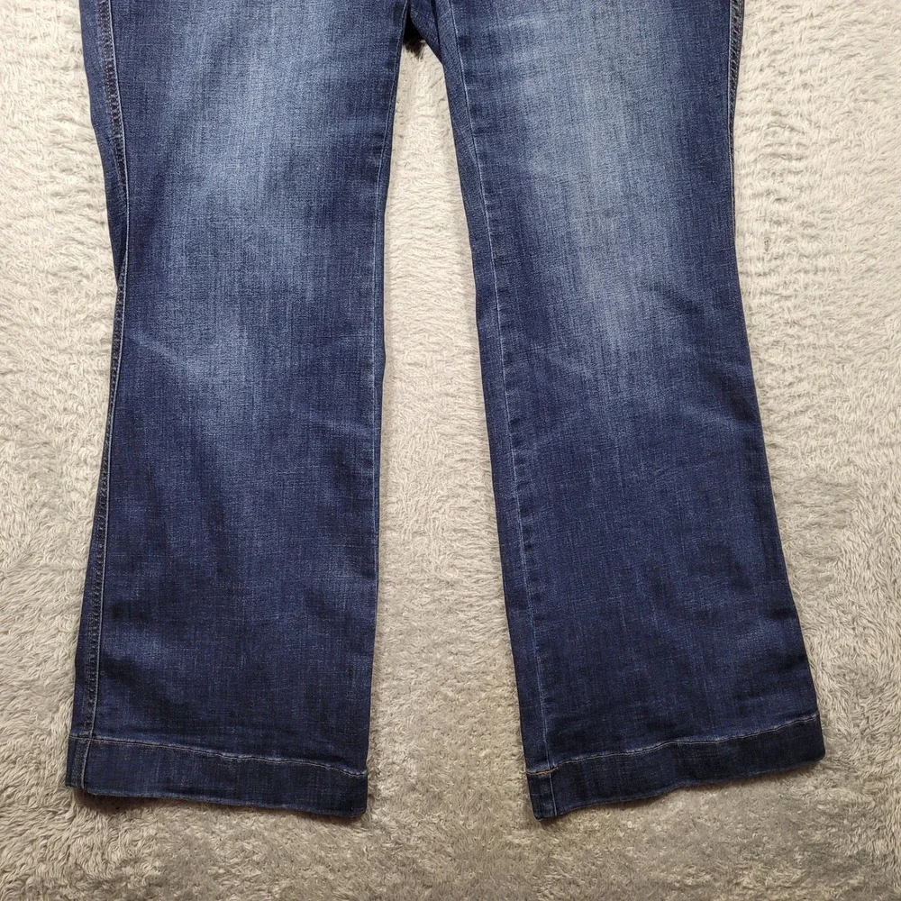 J.Jill Denim High-Rise Flare Jeans Women 18T Blue Patch Pocket Stretch 38x34